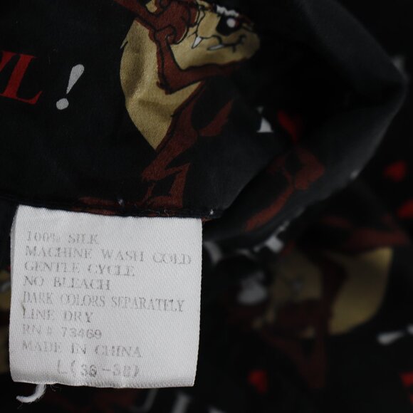 Vintage 90s Looney Tunes Mania Shirt Mens Large U LITTLE DEVIL Silk Taz all over - Picture 8 of 12